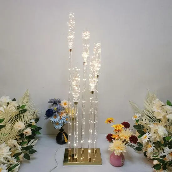 Wholesale Modern Luxury Brass Candelabra Centerpieces Candlestick Decoration Cylinder Plastic Custom Craft Metal Wedding Decor Crystal Glass Candle Stick Holder