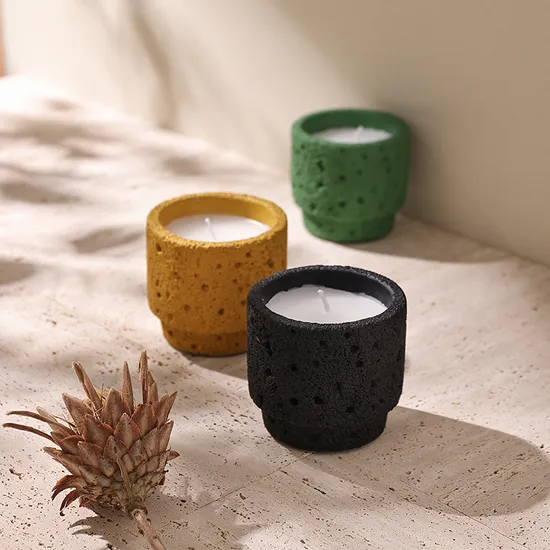 Wholesale Matte Chic Candle Vessels Scented Candles Cement Concrete Candle Jar