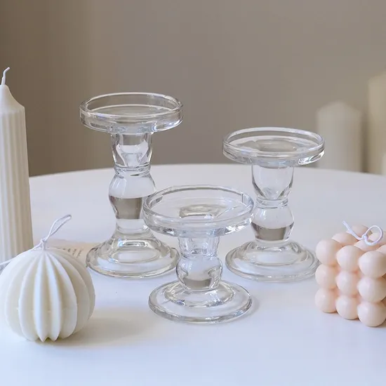 Luxury Dinner Wedding Decorations Crystal Candlestick Glass Candle Holder