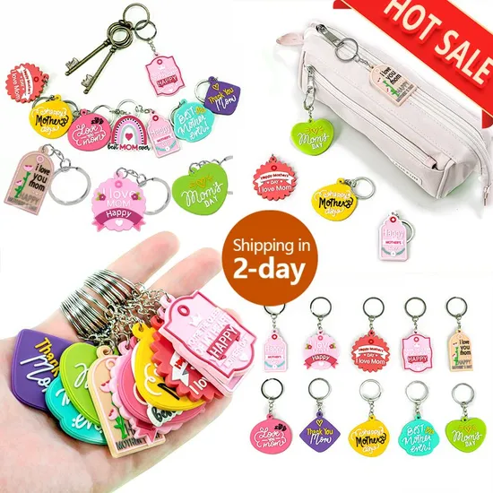 Kawaiione Piece PVC Rubber Plastic Mom Pink Mother Keychains Ring Charms