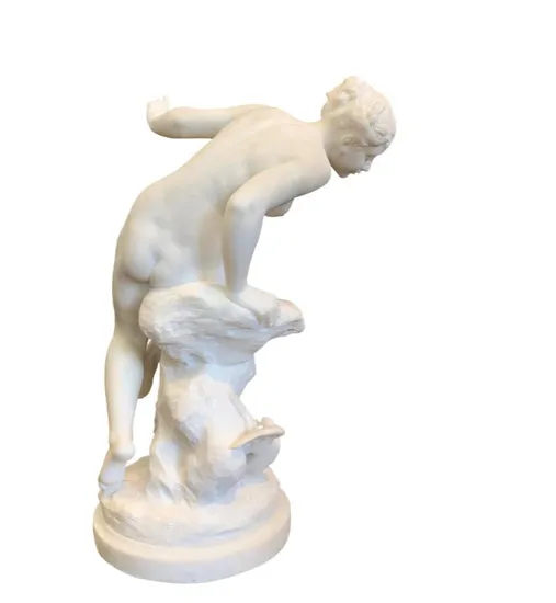 Nude Girl White Marble Carving Sculpture