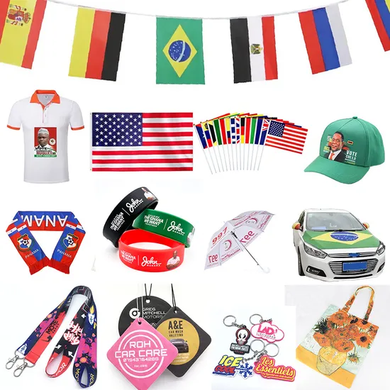 Good Quality Custom Design Your Own Flags Hats Caps T-Shirts for Election Campaign Promotions