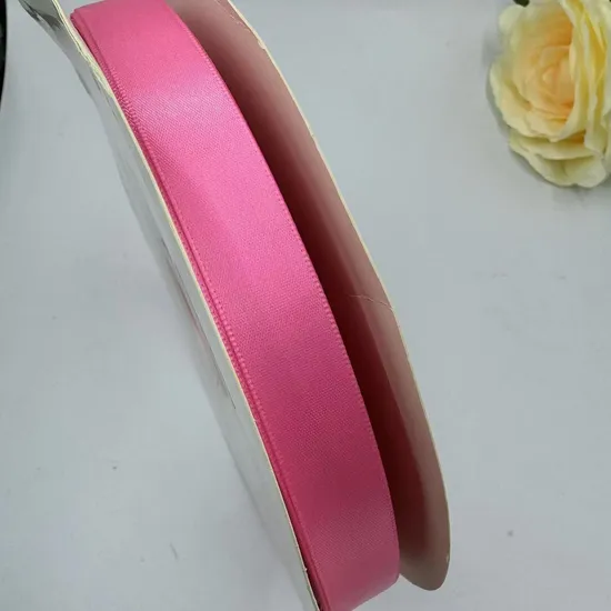 100% Polyester 38 mm Single Face Geranium Pink Satin Ribbon for Custom Logo