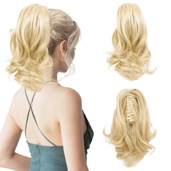 Europe and The United States Wig Female Natural Simulation Big Wave Ponytail Curly Hair Fluffy Chemical Fiber Hair Big Scratch Clip Wig
