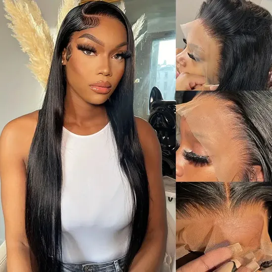 Wholesale Raw Vietnamese Virgin Natural 180% Density Human Hair HD Full Lace Frontal Wig Transparent Lace Front Human Hair Wigs