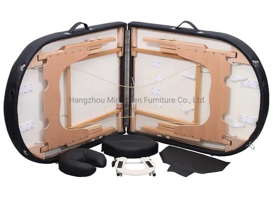 Oval 2-Section Beech Wood Folding Salon Massage Bed
