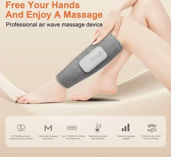 Rechargeable Leg Massager with 3 Heat Levels Electric Calf Airbag Massager for Feet Calves Thighs Knees Easy Use Relaxes Muscles Perfect Holiday