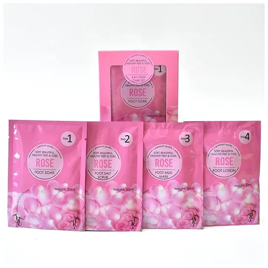 Beauty Cosmetics Foot Care 4 in 1 Rose Crystal Foot Mask Cream Scrub Soften Exfoliating