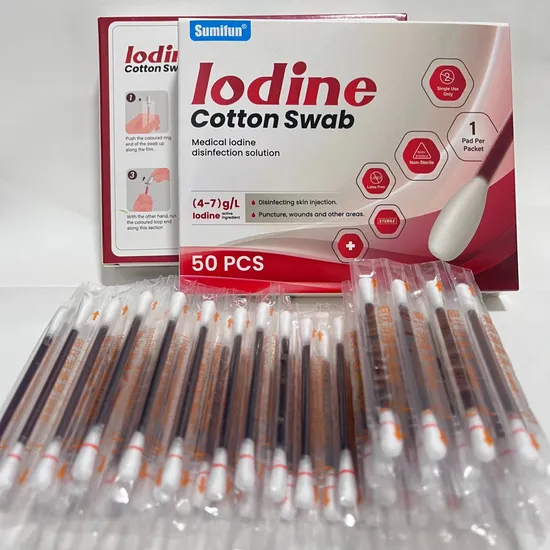 Factory Wholesale Disposable Cotton Swab Alcohol Portable Cleaning Flocked Gauze Medical Sterile Gauze Collection Nasopharyngeal Iodine Wooden Free Swab Price