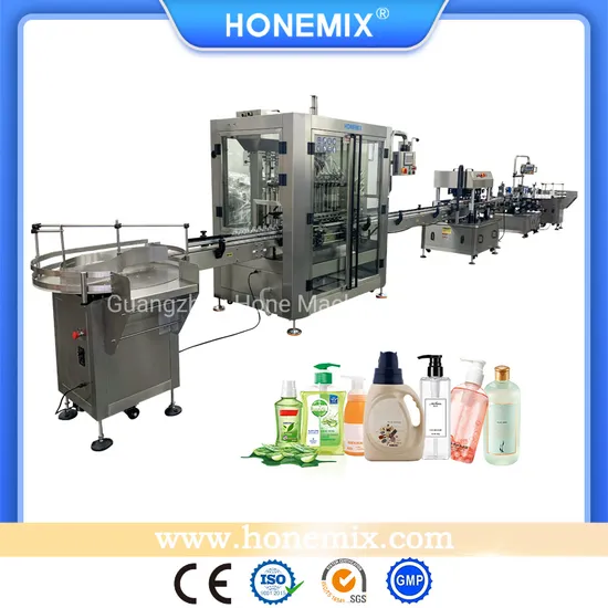 Hone China Manufacturer Liner Automatic Servo Piston Liquid/Paste/Cream/Shampoo/Soap Bottle Filling and Capping Machine Production Line with Turntable