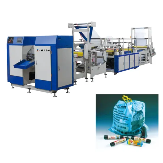 Threading Drawstring Rolling Plastic Garbage Bag Making Machine