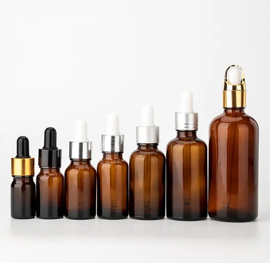 Wholesale Empty 5ml 10ml 15ml 20ml 30ml 50ml 100ml Amber Glass Essential Oil Bottle with High Quality Dropper
