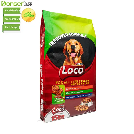 15kg Custom Printed Plastic Pet Food Packaging Bag Factory Supplier Food Grade Large Bag for Dog Cat Food Packaging