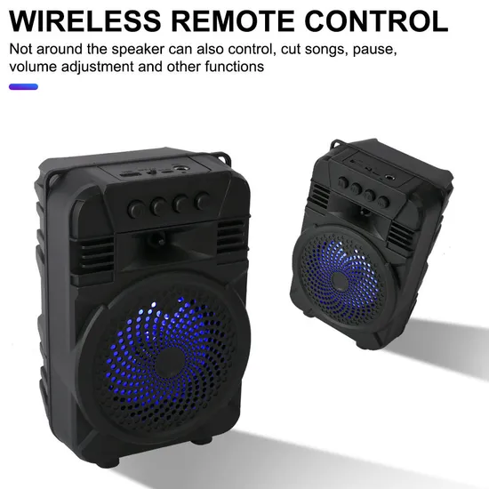 Factory Hot Sale Portable Bt Speaker 4 Inch Product RGB LED Lighting Mini Tws Wireless Audio DC Battery Power