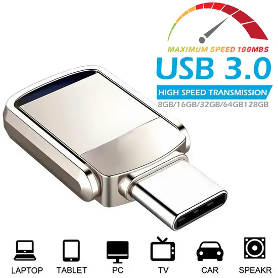 Wholesale USB Flash Drive Type-C USB 3.0 High Speed 100mbs Metal USB Drive