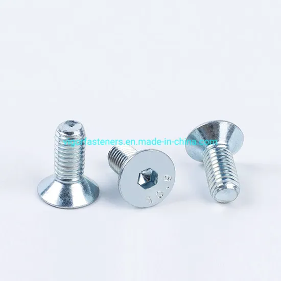 White Zinc Plated High Quality Hexagon Bolts DIN7991 Hex Socket Flat Head Screw Countersunk Head Screw Alloy Steel Grade 10.9