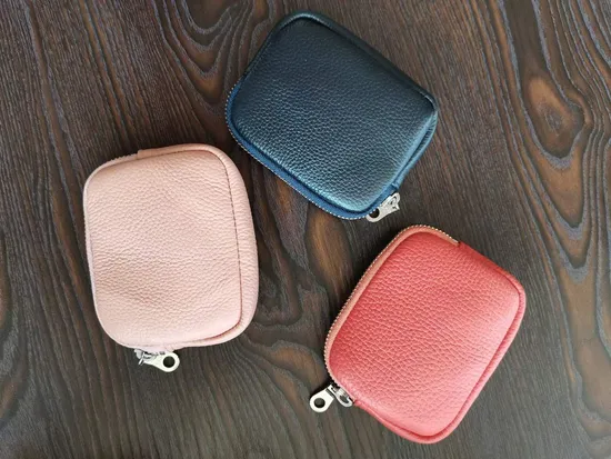 Customized Card Key Bag Coin Purse Women Leather Wallet with Many Colors