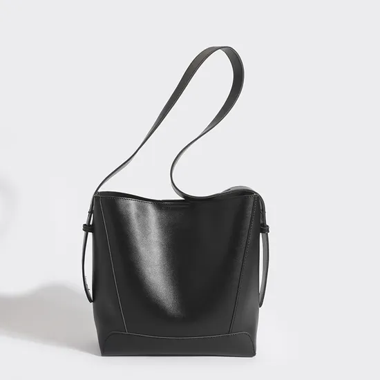 New Female Solid-Colour Bucket Large-Capacity Commuter Tote Shoulder Crossbody Wholesale PU Bag