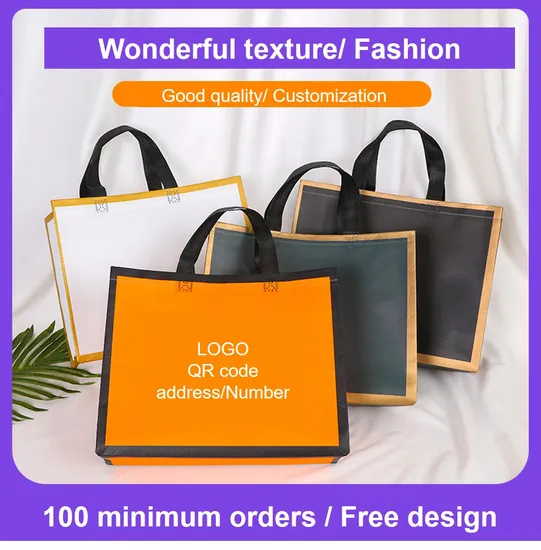 Non-Woven Bag Reusable Non-Waterproof Totes Bag Non Woven Grocery Bag with Handles Fabric Portable Tote Bag Bulk for Shopping Events Party M 23X26X14cm