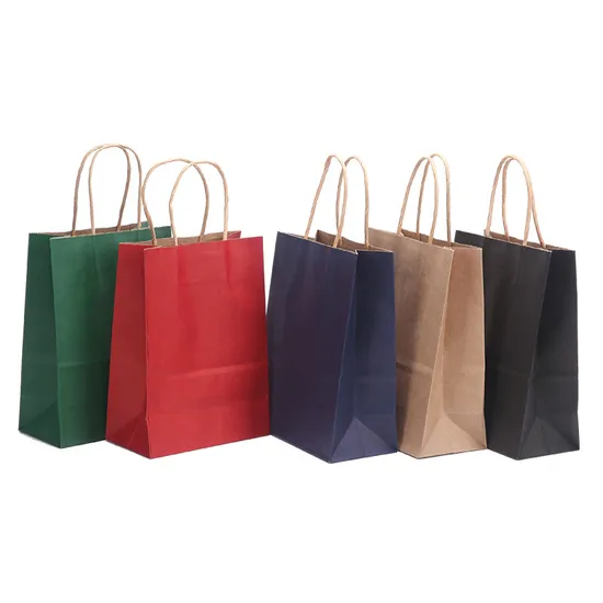 Colorful Kraft Paper Bags Brown/Red/Black/White Common Hot Sale Shopping Bags for Promotion