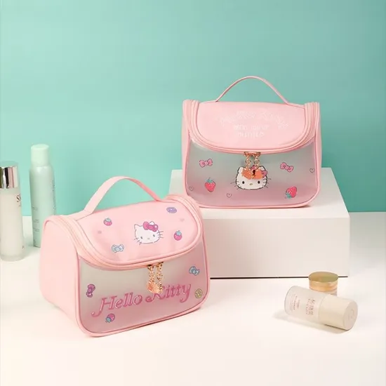Custom Clear Zipper Hello & Kitty Makeup Bags for Women Cosmetic Bag