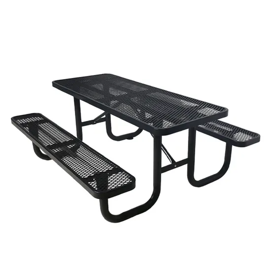 Outdoor Furniture Steel Metal Commercial Restaurant Outside Camping Picnic Dining Table Bench