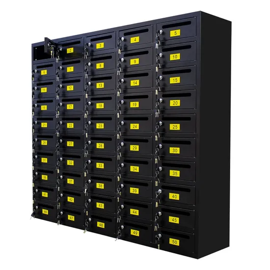Wholesale Metal 50 Doors Black Mail Boxes Outdoor Standing Parcel Letter Deliver Mailboxes with Locks