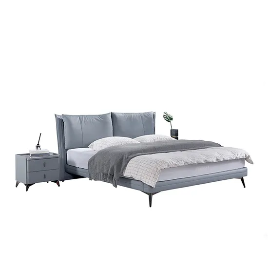 Modern King Double Carbon Steel Murphy Bed Bedroom Furniture Leather Bed with Soft Headboard