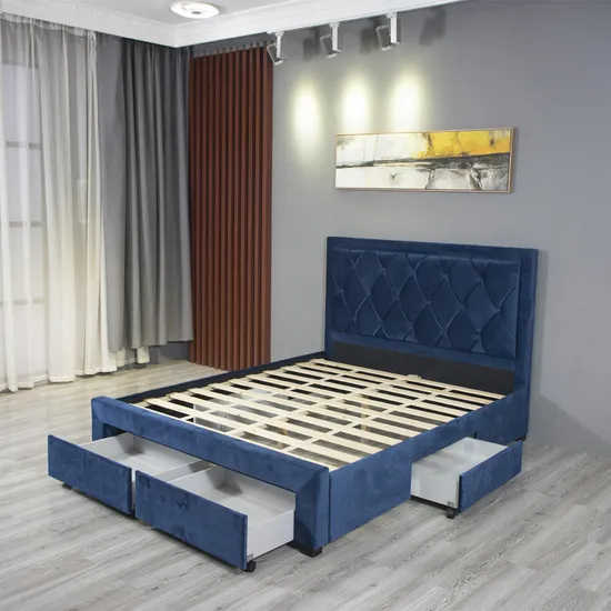 Disassembly Unadjustable Huayang Customized Wood Double Design Bedroom Bed