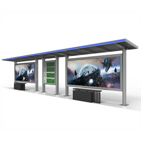 Modern Outdoor LED Light Passenger Waiting Bus Shelter with Bus Stop Bench
