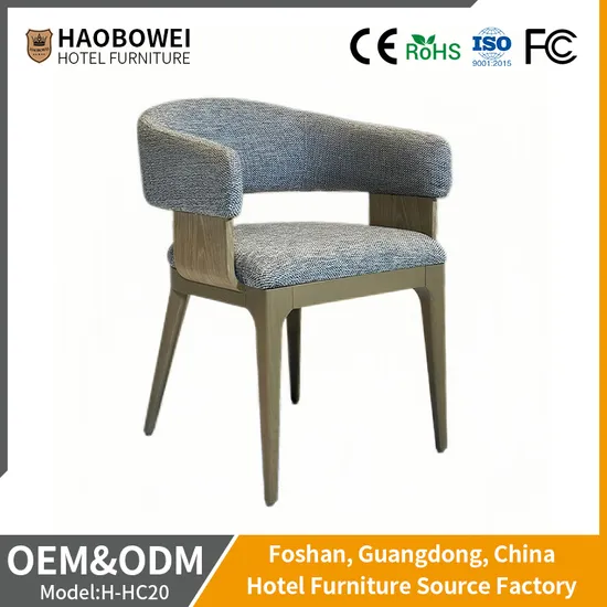 Hotel Furniture Wholesale Simple Durable Solid Wood Fabric Restaurant Dining Room Chair