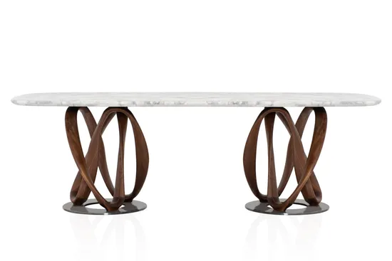 CS Home Nordic Living Room Furniture Big Size Table China Natural Marble Top Wood Stainless Base Seat Dining Table