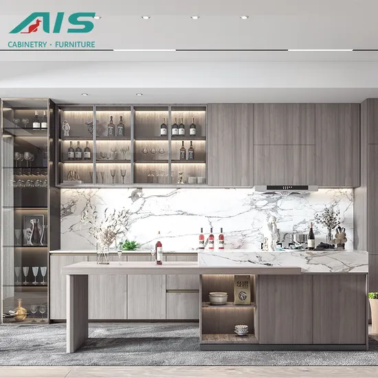 AIS China Furniture Sets Design Deco DIY Model Cheap Prices Complete Beautiful Flat Pack Small Modular Wood Kitchen Cabinets Basic Customization Factory Price