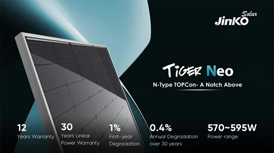 Jinko Tiger Neo Solar Panels 580W 590W 600W Monocrystalline N Type