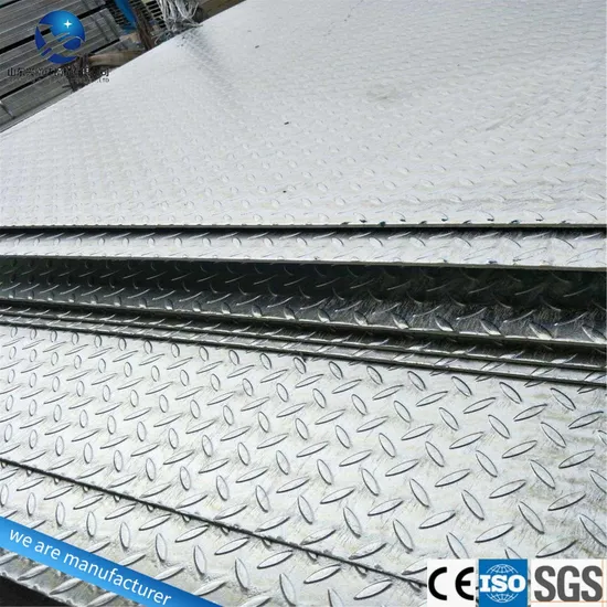 (ISO/CE/SGS) Galvanized Professional Anti-Slip A36 S235jr Q235B Checkered Checker Chequered Sheet for Floor