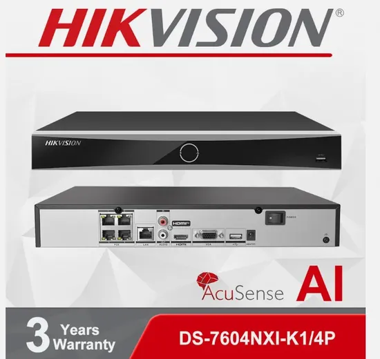 Original Hikvision 4CH 8CH 16CH NVR Ds-7604nxi-K1/4p Acusense Ai 4CH 4 Poe 4K 12MP IP Network Video Recorder