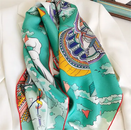 Silk Twill Scarf Digital Printing 100% Mulberry