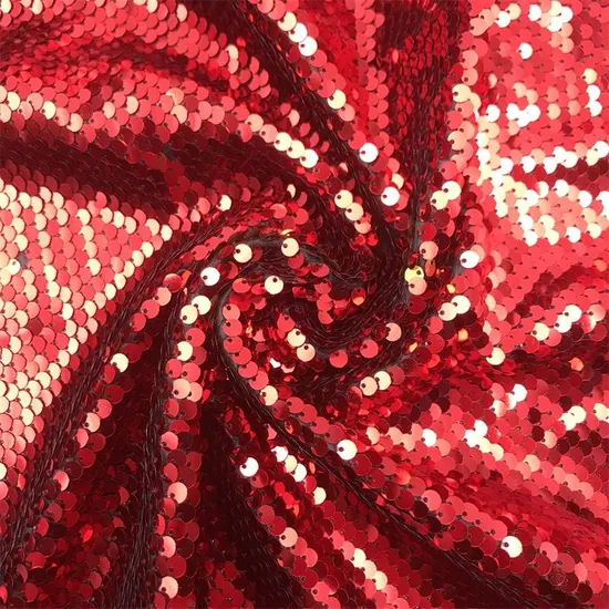 Yigao Textile Red Sequin Fabric Shiny Sequins Garments Fabric