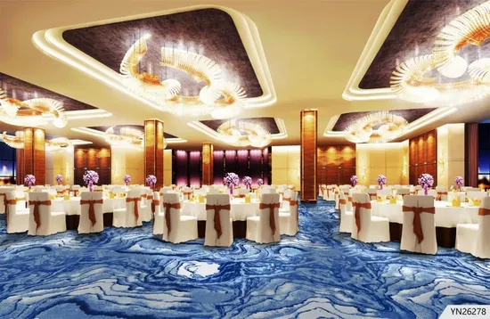 Carpet Factory Manufacturer Wholesale Commercial Hotel Machine-Made Custom Wool Banquet Hall Anti-Slip Durable Wall to Wall Printed Tufted Blue Floor Rug Carpet