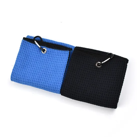 Waffle Golf Pocket Towel Microfiber Towel with Clip for Cleaning Golf Balls