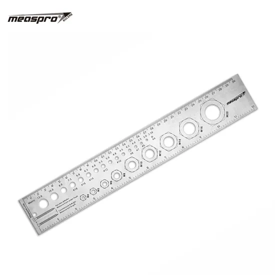 Multi-Angle Measurement Stainless Steel Ruler Screw Gauge Metal with Holes Scale Spirit Level Straight Edge Ruler