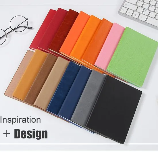 High Quality China Supply Custom Design Various Size B5 PU Cover Golden, Green, Black Journal Notebook