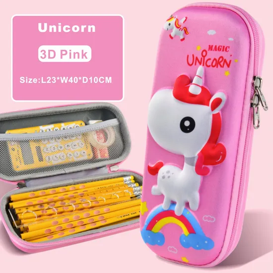 3D EVA Cartoon Unicorn Pink Pencil Case for Children Kids Students