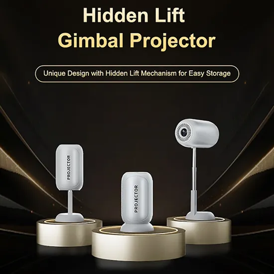 1080P Full HD 3D Projector with Adjustablet Stand Mini Projector Wireless Bluetooth Hidden Lift Gimbal Projector for iPad/TV Stick/HDMI/USB