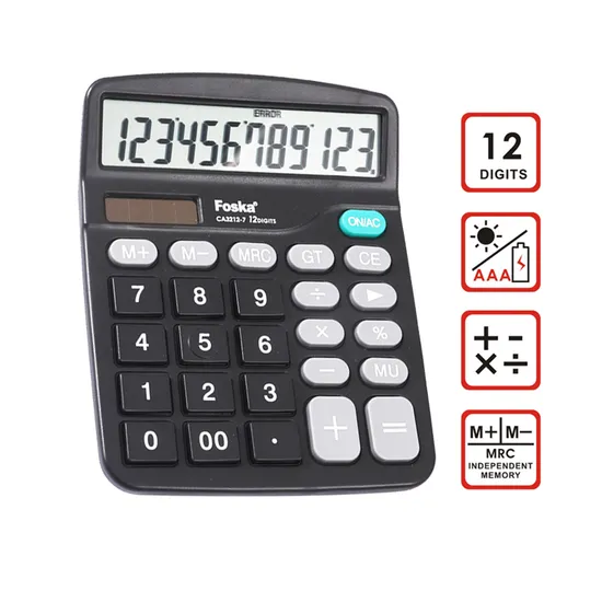 Foska Business Stationery School Office Customized Logo Desktop 12 Digits Calculator