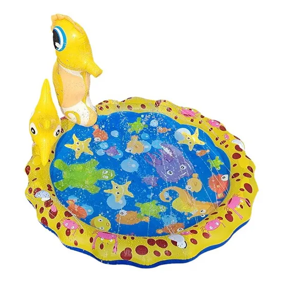 Summer Water Sprinkler Mat Inflatable Seahorse Water Sprinkler Toy Splash Mat