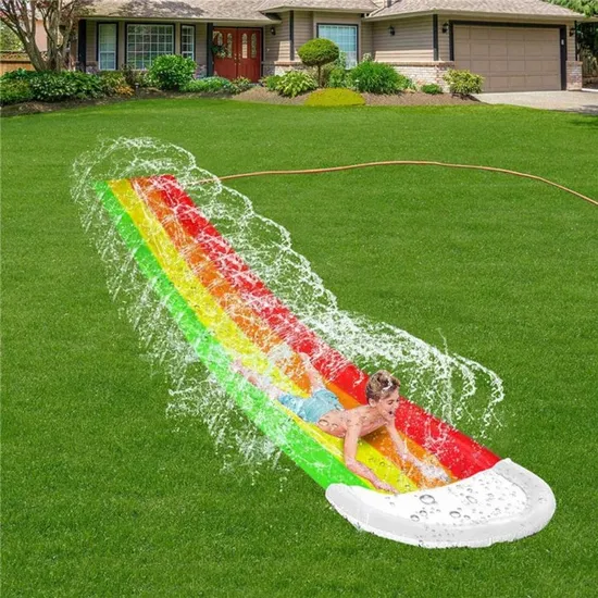 Outdoor Backyard Play Inflatable Rainbow Splash Sprinkler Water Slides