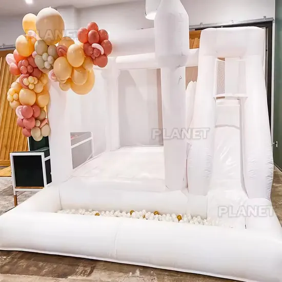Outdoor White Bounce Jumper Bouncer Inflatable Jumping Bouncy Castle with Slide