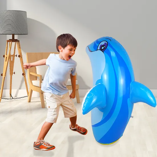 Inflatable Dolphin Tumbler Toy Kids Kids Boxing Bag Inflatable Punching Bag
