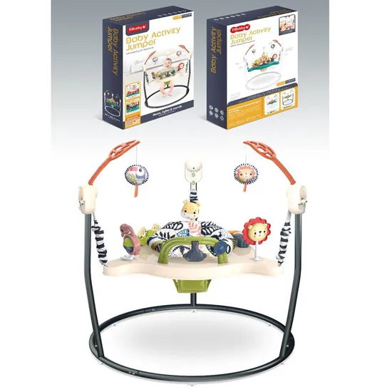 New Modern Style Learning Walking Safety Music Baby Activity Jumper with Hanging Staffed Toys